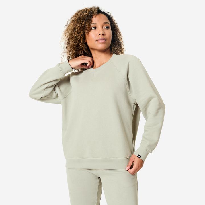 Produktbild Domyos Sweatshirt Damen Baumwolle - salbeigrün (XXL)