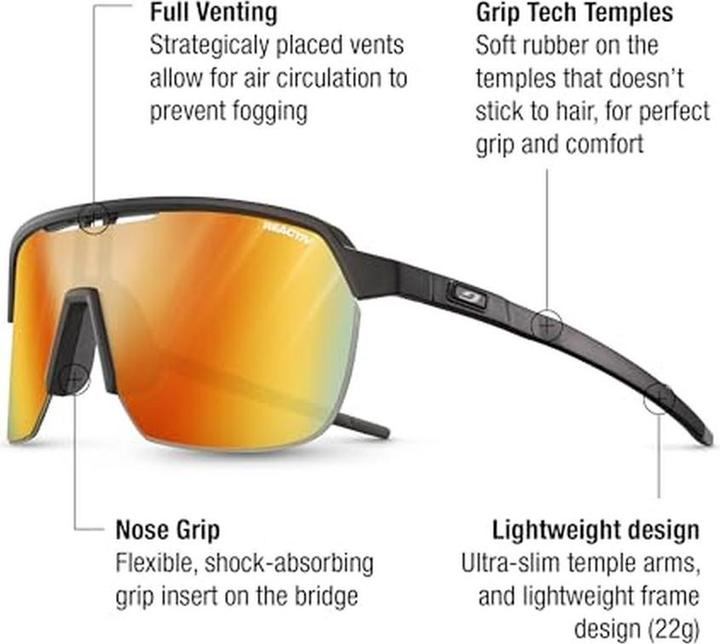 Actual product image Julbo Frequency Reactiv 1-3 (Black, Reactiv 1-3 Lt. Amplifier Yllw ML Rd)