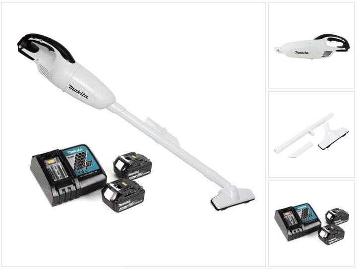 Actual product image Makita DCL 180 RG W 18 V Li-Ion battery vacuum cleaner white + 2 x 6.0 Ah battery + charger