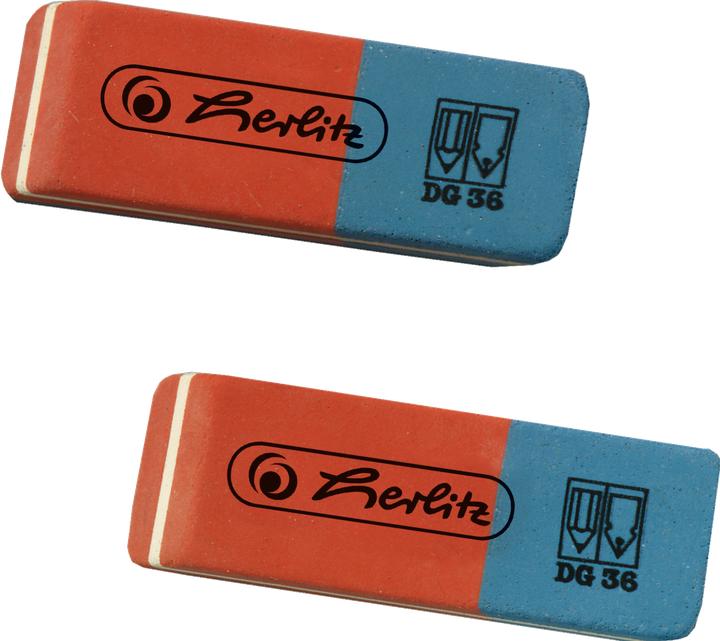Image du produit Herlitz Gomme en caoutchouc naturel, couleur : bleu/rouge