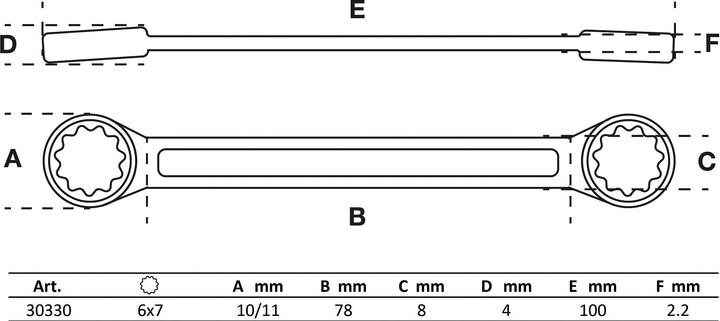 Actual product image BGS Double Ring Spanner extra flat 6 x 7 mm (6 mm, 7 mm)