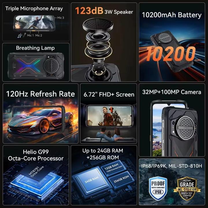 Actual product image Cubot KingKong Power 3 (256 GB, Black, 6.72", 4G)