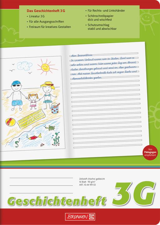 Actual product image Brunnen Story notebook ruled 3G lined DIN A4 without margin, 16 sheets (A4, Lined)