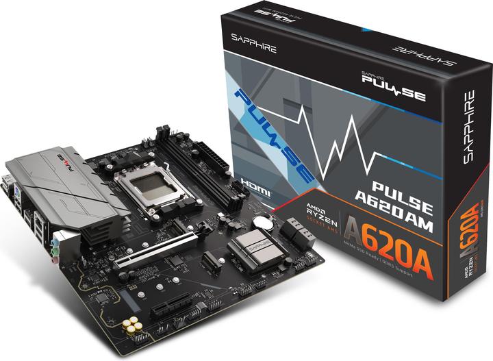 Immagine prodotto Sapphire PULSE A620AM 1xHDMI 1.4 1xDP 1.2 (AM5, AMD A620, mATX)