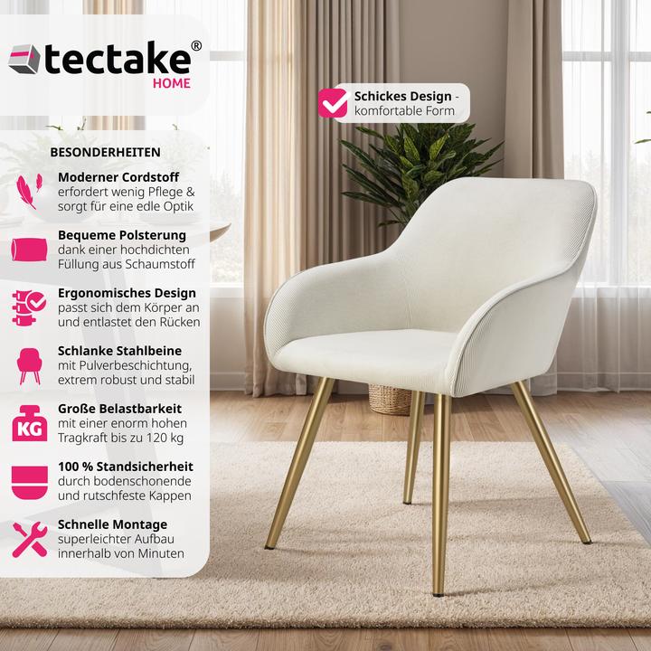 Actual product image tectake ChairMarilyn,corduroylook,upholstered