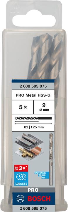 Actual product image Bosch Professional Zubehör PRO Metal HSS-G twist drill, 9 x 81 x 125 mm (9 mm)