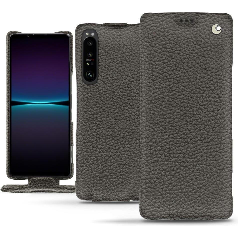 Noreve Lederschutzhülle vertikal (Sony Xperia 1 IV), Smartphone Hülle, Grau