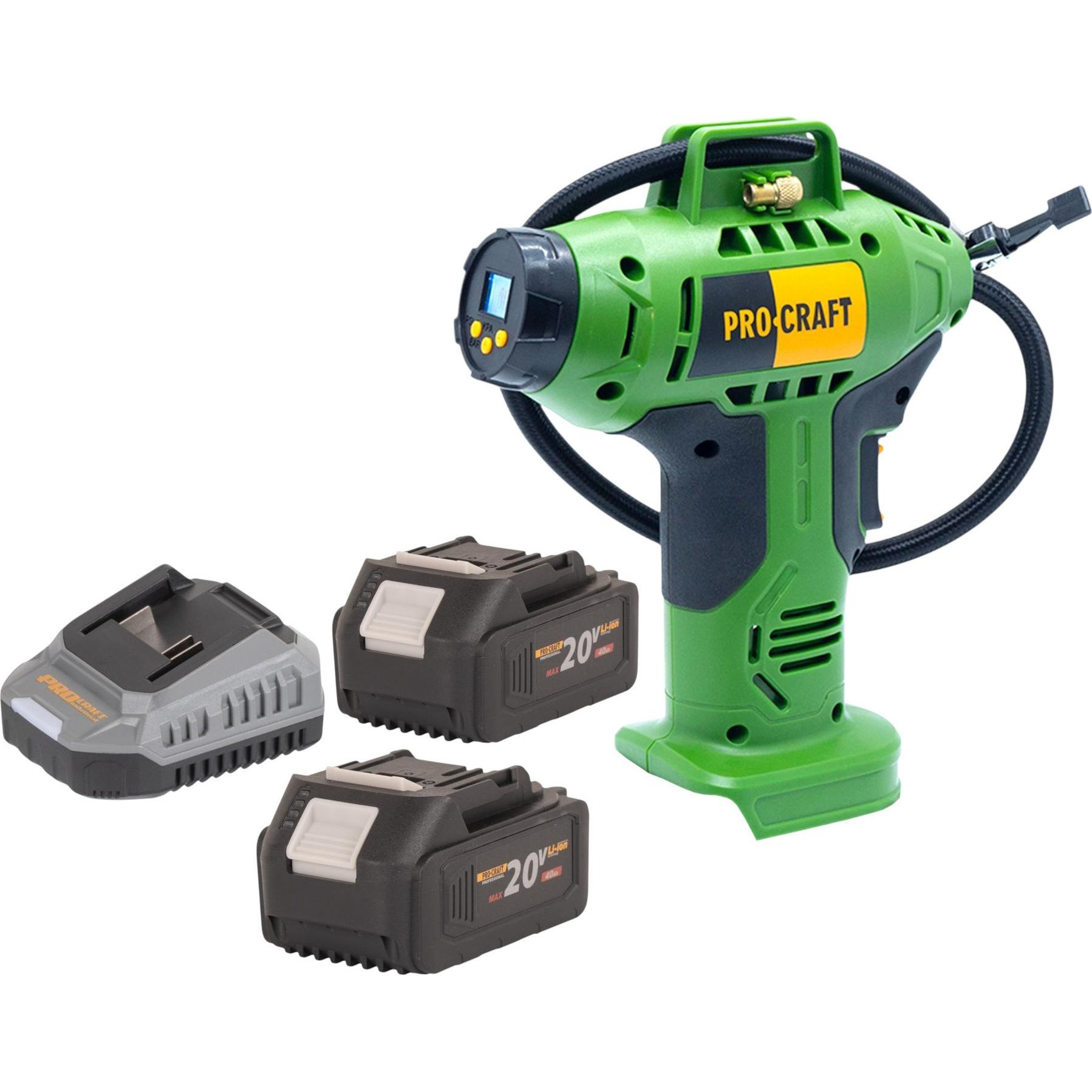 Procraft, Compressore, LK20 Akku Kompressor 20 V 11 bar + 2x Akku 4,0 Ah + Ladegerät