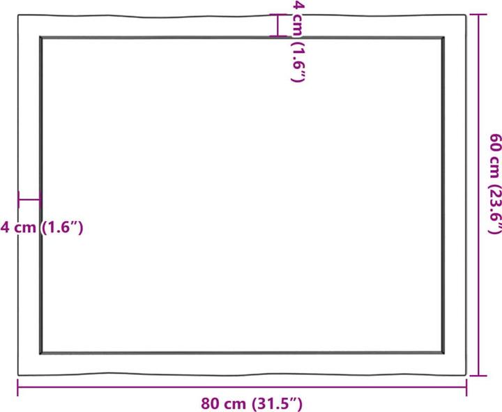 Image du produit VidaXL Tischplatte 80x60x6 cm Massivholz Eiche Behandelt (80 x 60 x 6 cm)