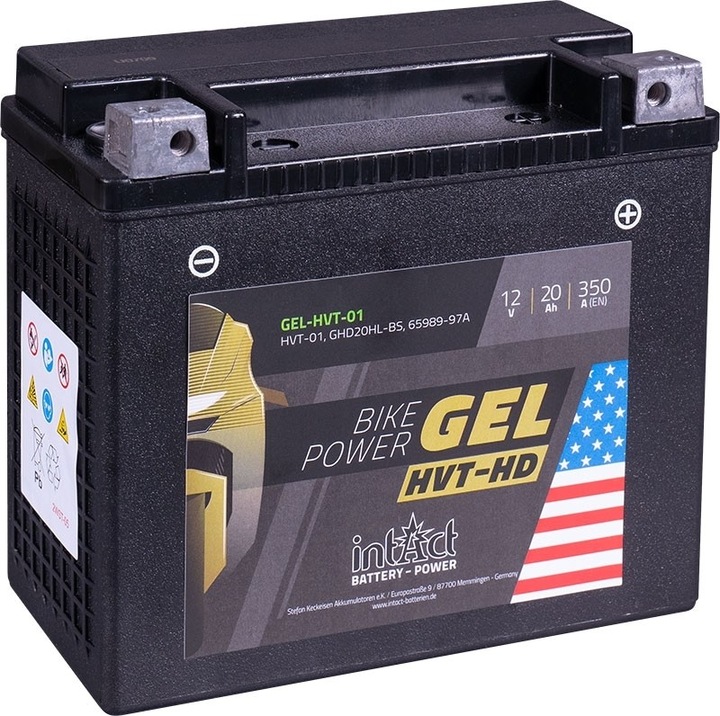 Intact GEL-HVT-01 Bike-Power Gel HVT-01 Batterie moto 20Ah GHD20HL-BS (12 V, 20 Ah, 350 A)