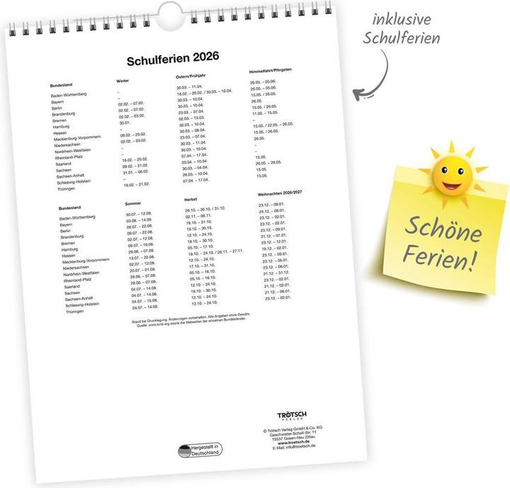 Produktbild Trtsch Classickalender Liebste Katzen 2026 (24 x 33 cm)