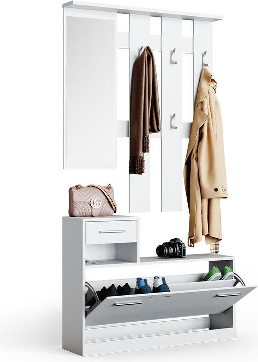 Produktbild Vicco Garderobe Billy, Weiss, 100 x 111.6 cm