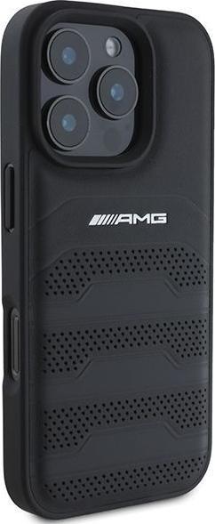 Immagine prodotto Mercedes AMG AMHCP16LGSEBK Custodia rigida per iPhone 16 Pro 6,3" in pelle con linee in rilievo Logo nero (Apple iPhone 16 Pro)