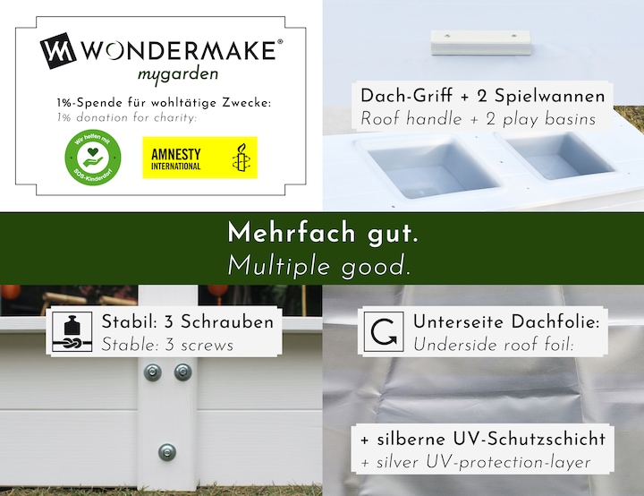 Produktbild Wondermake Design-Sandkasten "solarca2" mit Spielwannen u. Abdeckung, Fichte