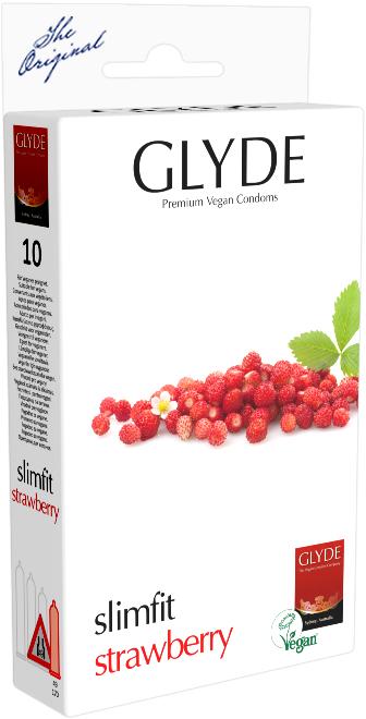 Produktbild Glyde Ultra «Slimfit Strawberry» 10 schmale Erdbeer-Kondome, zertifiziert mit der Vegan-Blume (10 Stk.)