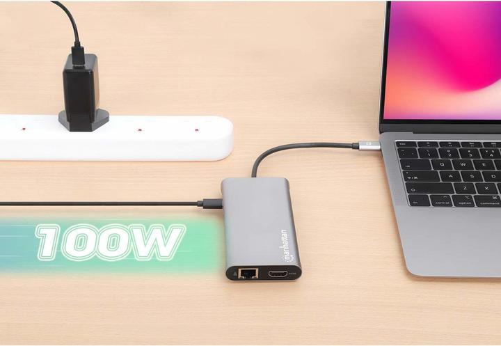 Produktbild Manhattan USB-C PD 12-in-1-Dockingstation mit MST für drei HDMI-Monitore (USB-C, 1 Ports)