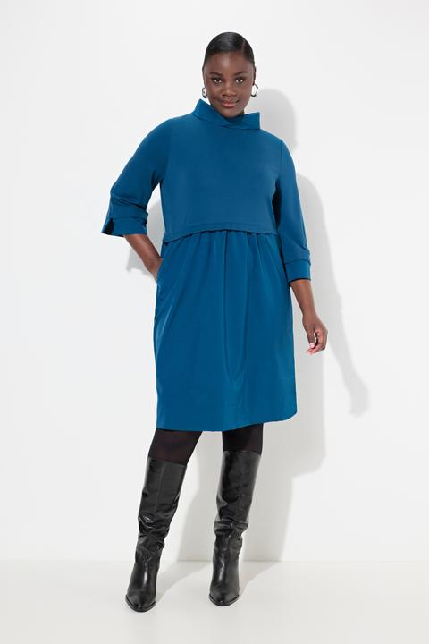 Actual product image Ulla Popken Layered Look Cowl Neck Long Sleeve Dress (56)