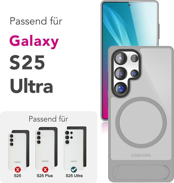 Immagine prodotto Nalia Triton - Durchsichtige Standfuss Hülle mit MagSafe Ring - Kickstand Hardcover (Samsung Galaxy S25 Ultra)