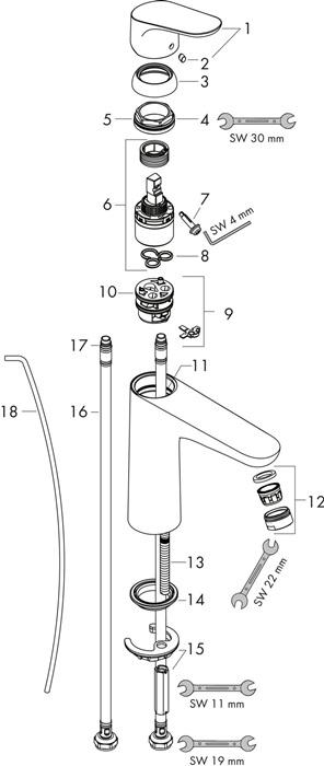 Image du produit hansgrohe Focus Einhebel-Waschtischarmatur 100 mit Zugstangen-Ablaufgarnitur
