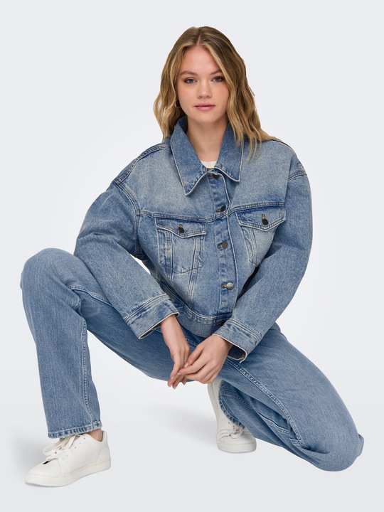 Produktbild Only Fly-Away Kragen Tief angesetzte Schulter Jacke Jeansjacke (L)