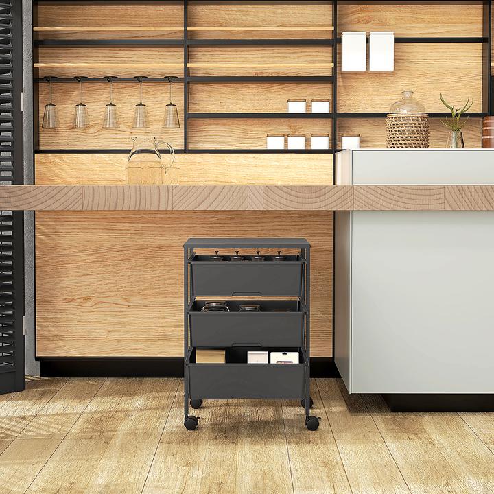 Image du produit Homcom Rollwagen Stahl, Kunststoff Schwarz