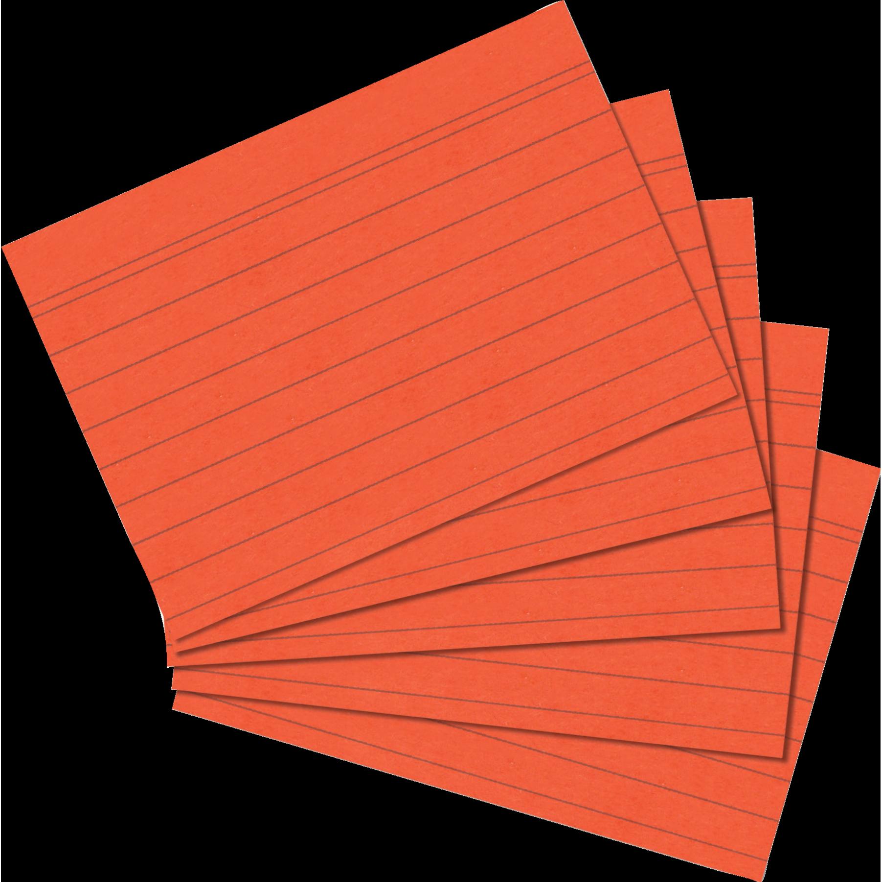 Thumbnail - Herlitz, Karteikarten, Karteikarten, DIN A5, liniert, orange aus Papier, 170 g-qm, holzfrei, Linienfarbe: blau, doppelte...