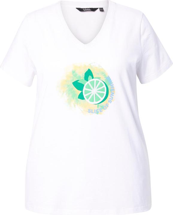 Image du produit Ulla Popken T-shirt motif citrons, manches courtes et décolleté en V, coupe évasée (42, 44)