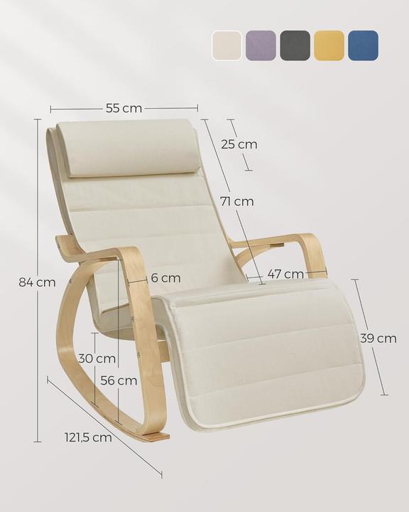 Actual product image Songmics Schaukelstuhl Verstellbar Belastbar Wohnzimmer Beige
