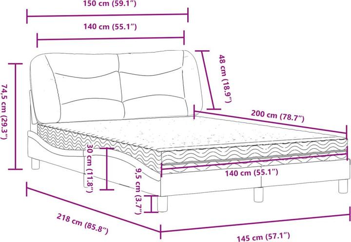 Immagine prodotto vidaXL Bettgestell (140 x 200 cm)