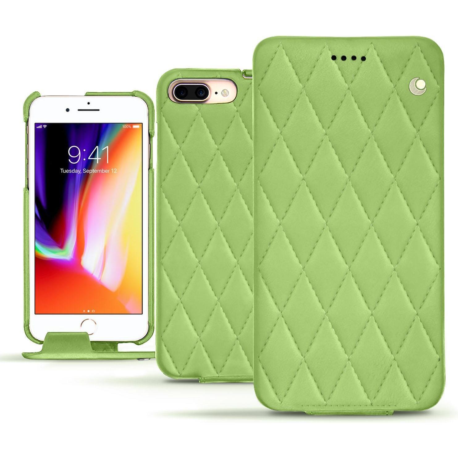 Noreve Lederschutzhülle vertikal (Apple iPhone 8 Plus), Smartphone Hülle, Grün