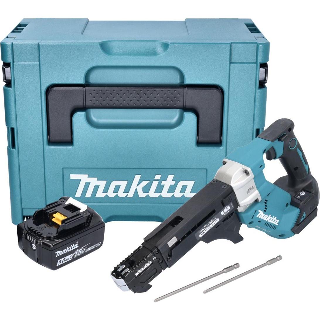 Thumbnail - Makita, Bohrmaschine + Akkuschrauber, DFR 551 T1J Akku Magazinschrauber 18 V 25 - 55 mm Brushless + 1x Akku 5,0 Ah + Mak...