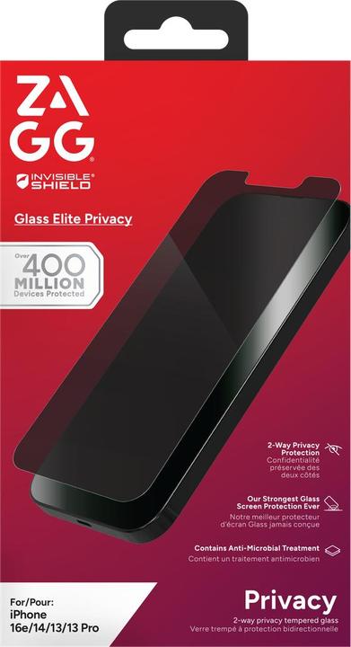 Actual product image Zagg InvisibleShield Glass Elite Privacy - Screen protector for mobile phone (1 pcs., Apple iPhone 16e)