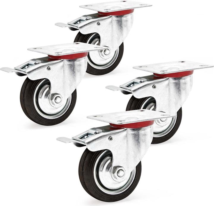 Wiltec Double-stop swivel castor set