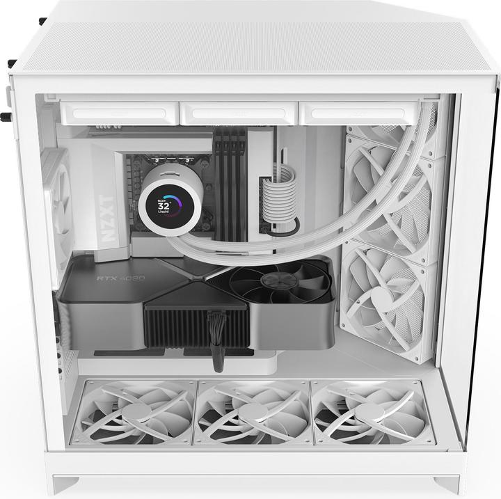 Productafbeelding NZXT H9 Flow (2025) All White Midi Tower ATX Gaming Gehäuse weiss mit Glasfenster (ATX, Mini-ITX, mATX)