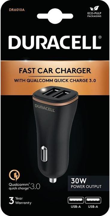 Immagine prodotto Duracell Caricabatterie da auto 2xUSB 30W (nero)