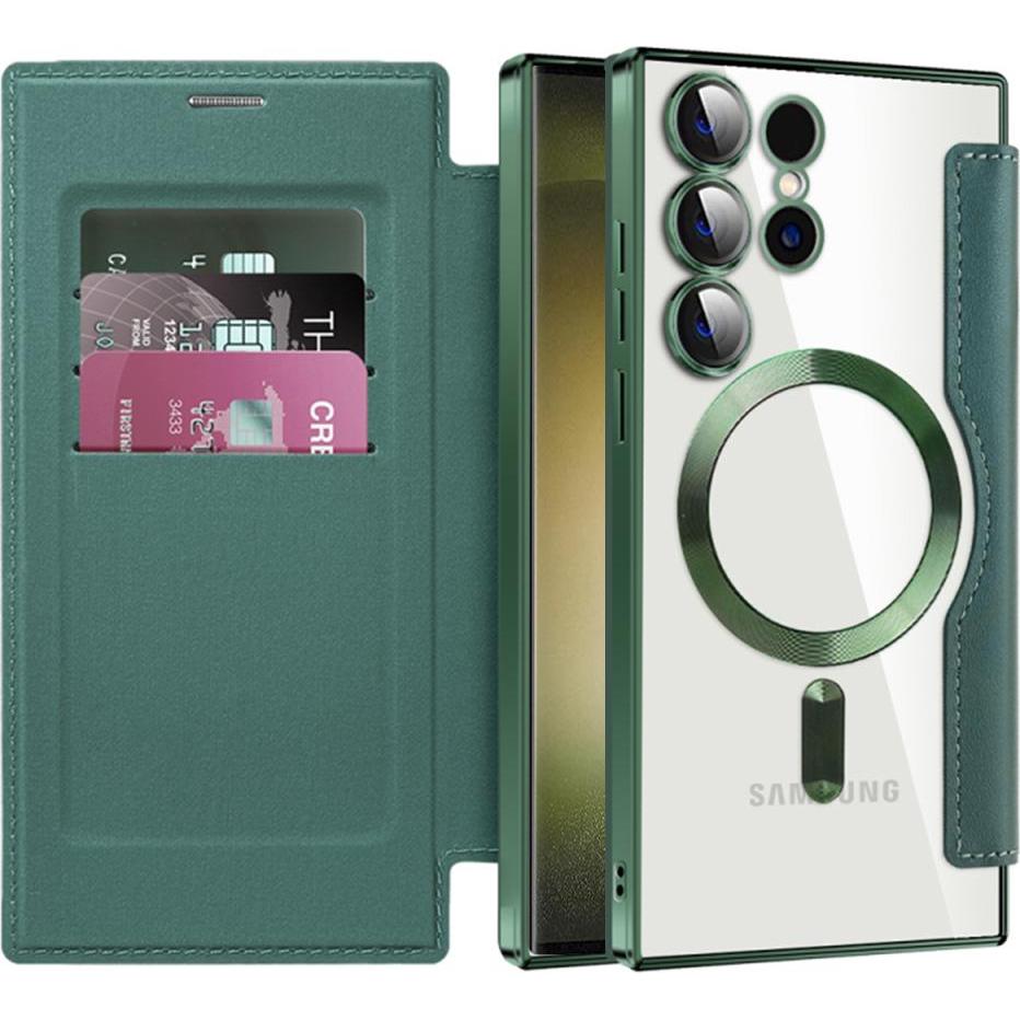 Techsuit - SmartMag Book Case - Samsung Galaxy S23 Ultra - Green (Samsung Galaxy S23 Ultra), Cover smartphone, Verde