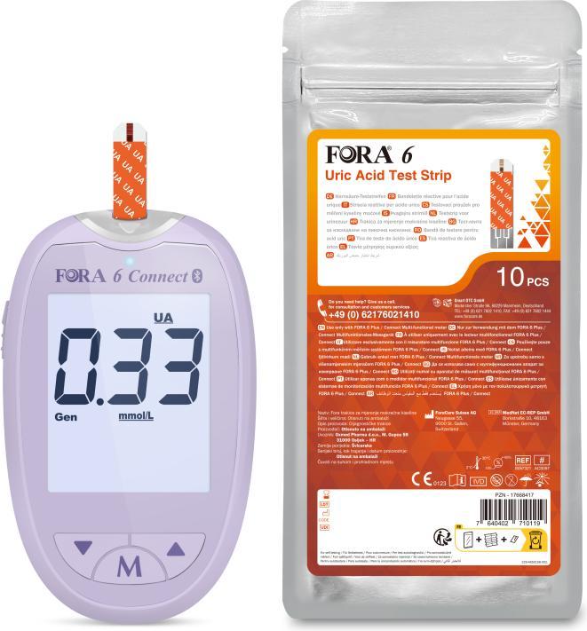 Produktbild Fora 6 Connect Bluetooth Purple inkl. Harnsäure-Teststreifen