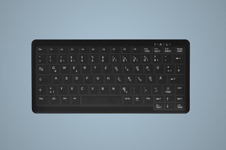Actual product image Active Key Hygiene Mini Notebook Style Keyboard Fully Sealed Watertight USB Black (DE, Cable)