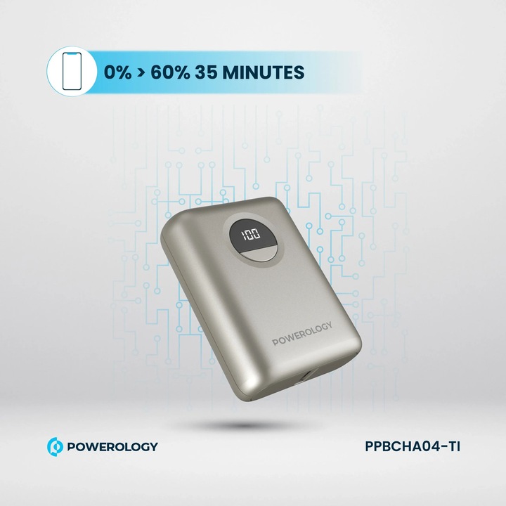Actual product image Powerology Ultra-Compact Power Bank 10000mAh PD 20W (10000 mAh, 20 W)