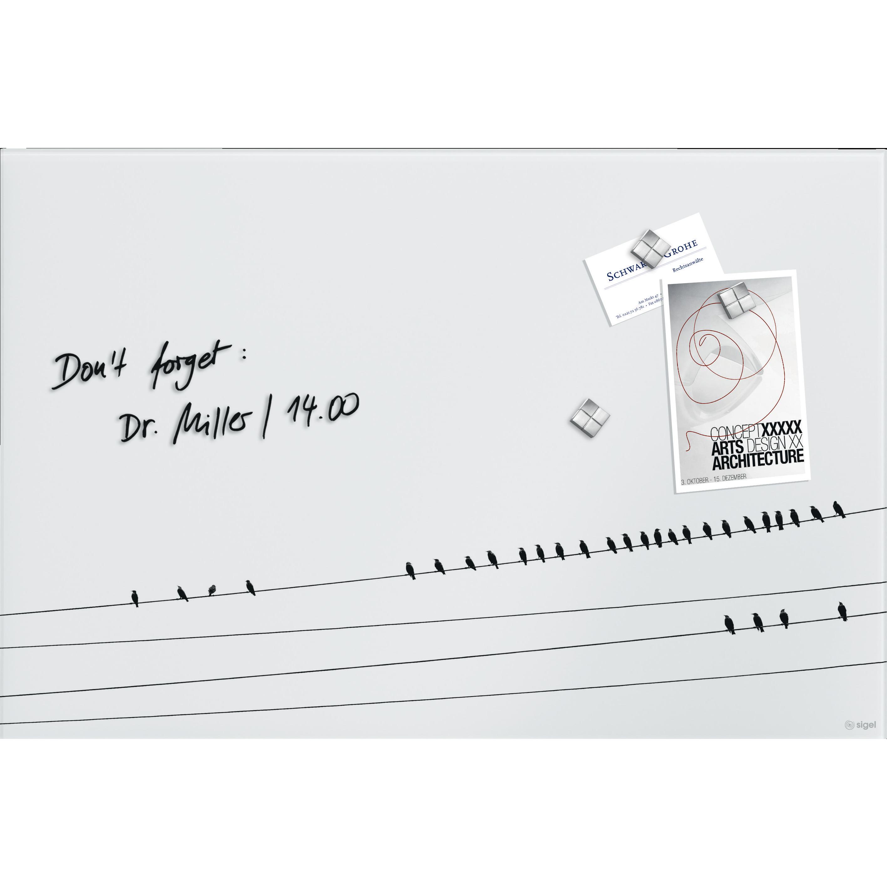 Sigel, Pinnwand, Glas-Magnetboard Artverum mit Design (Magnettafel, 60 x 40 cm)