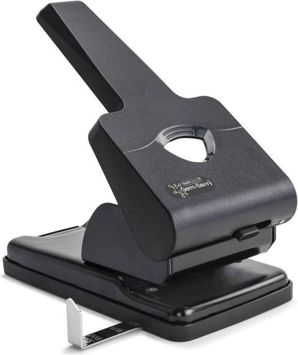 Actual product image Rapesco 1631 Germ-Savvy Anti-Bacterial, HD865-P 2-Cavity Punch, 63 Sheet Punching Capacity, Black