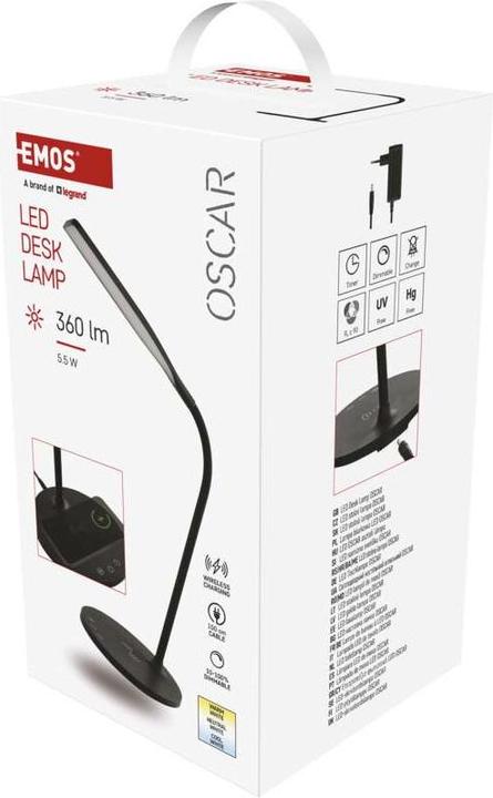 Image du produit Emos Lampe de bureau LED OSCAR, noire (360 lm)