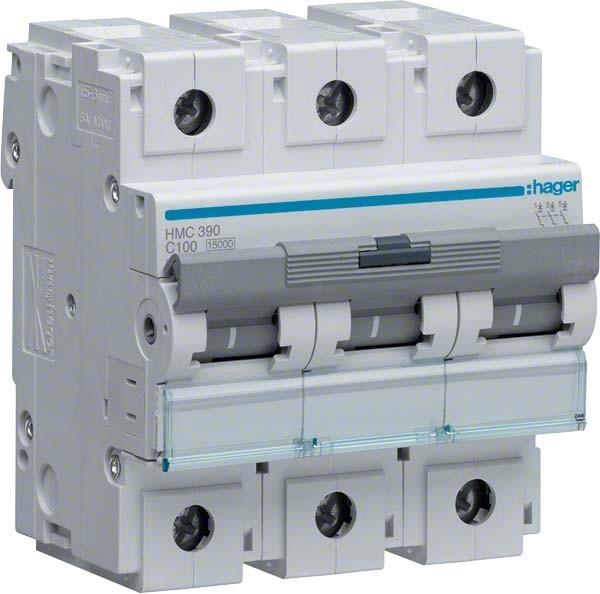 Image du produit Hager HAG HMC390 Disjoncteur 3P 15kA C-100A 4, 5M
