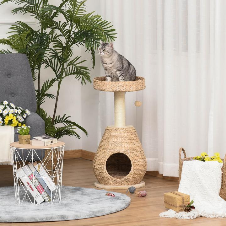 Image du produit PawHut Arbre à chat avec grotte (82.50 cm, Jaune)
