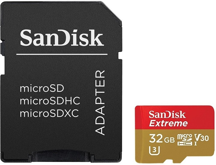 Produktbild SanDisk Extreme microSDHC U3 mit Adapter (32 GB, microSDHC, U3, UHS-I)