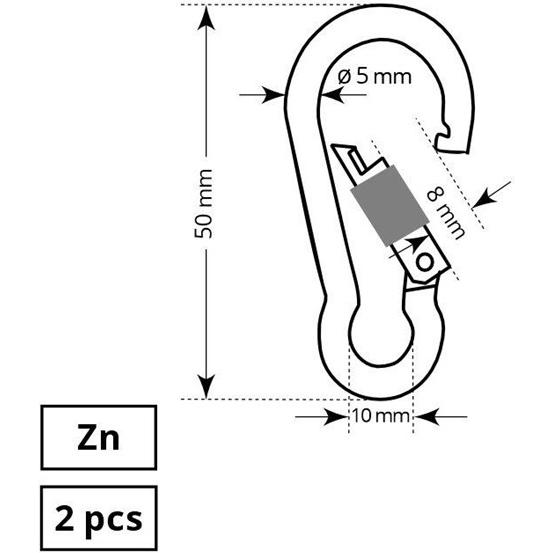 Thumbnail - Haushalt Carabiner 5x50 mm Zp With Nut 2dd