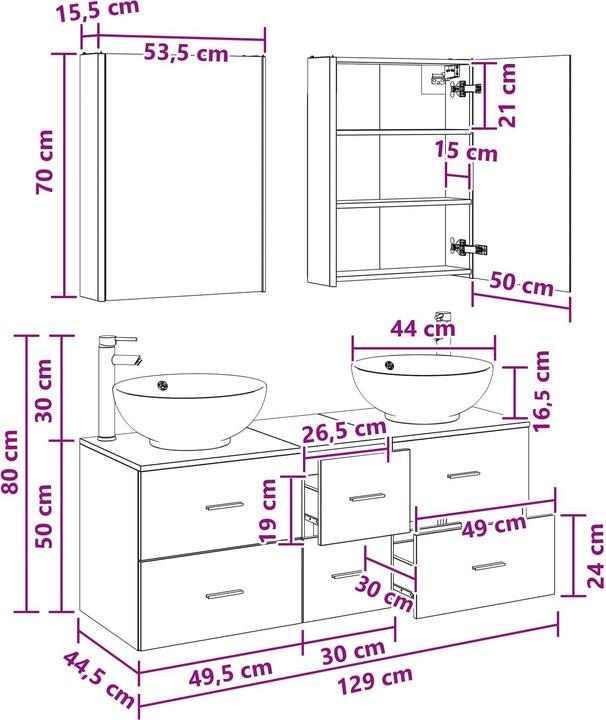 Produktbild vidaXL Badezimmer Set (15.50 x 70 cm)