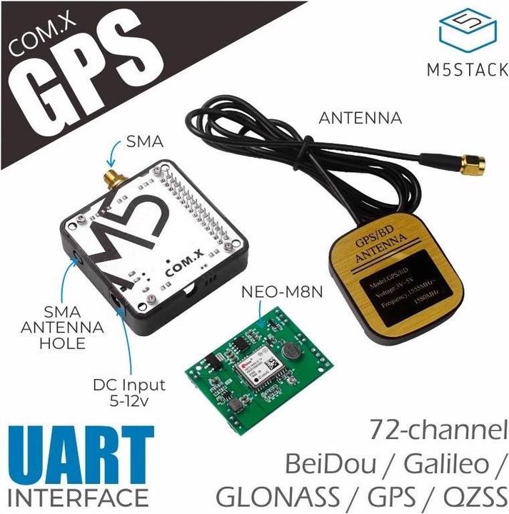 Produktbild M5Stack COM.GPS module (NEO-M8N) mit Antenne