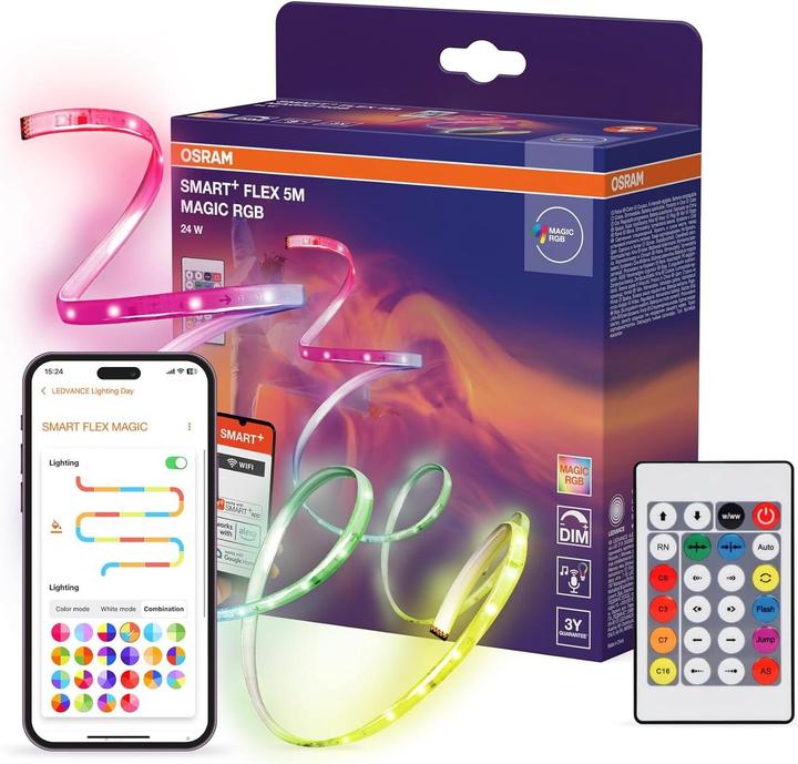 Actual product image Osram Smart+ Wifi Flex Magic RGB 5M Remote Control (Blue, Green, Red, 500 cm, Indoor)
