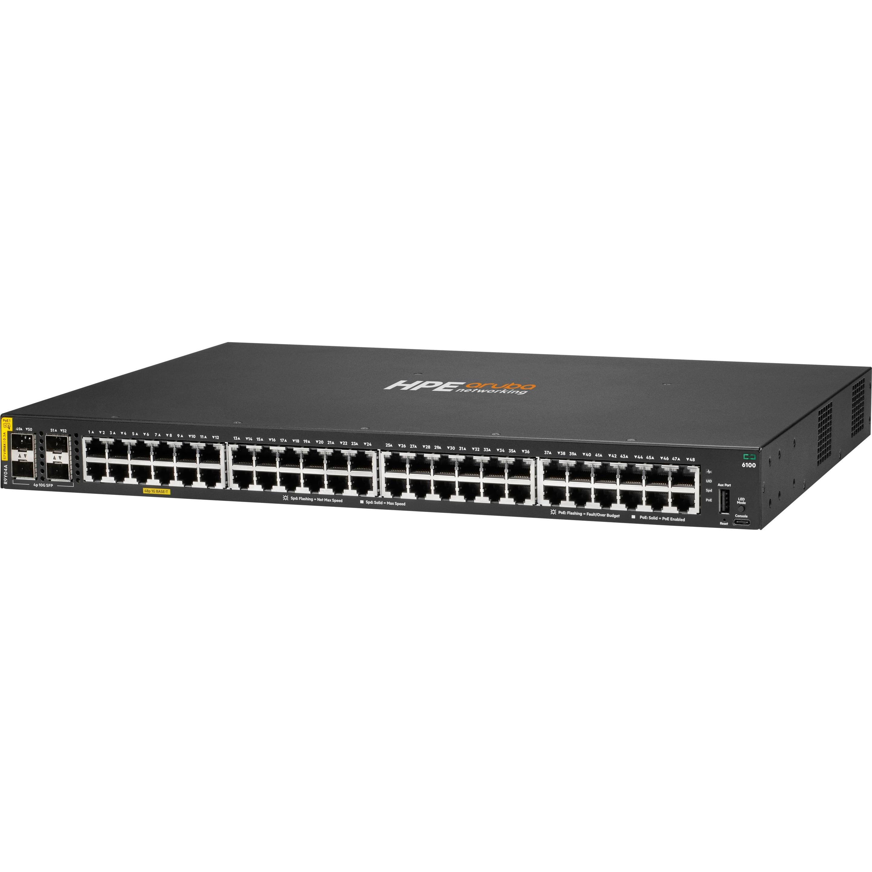 Hpe Grigio Switch Aruba Networking Cx 6100 48G Classe4 Poe 4Sfp+ 740W (En), Switch Di Rete,
